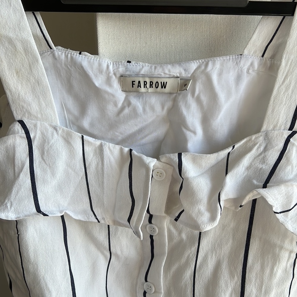 NWOT farrow white and navy stripe crop top - Picture 2 of 7